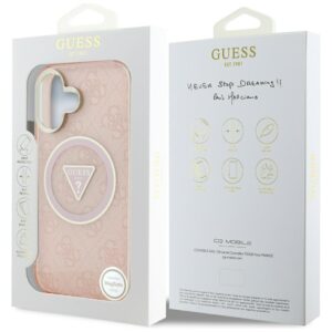 Dėklas Guess IML Metal Glitter 4G Circle Triangle MagSafe Apple iPhone 16 rožinės spalvos - Image 8