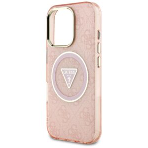 Dėklas Guess IML Metal Glitter 4G Circle Triangle MagSafe Apple iPhone 16 Pro rožinės spalvos - Image 6