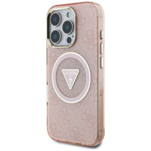 Dėklas Guess IML Metal Glitter 4G Circle Triangle MagSafe Apple iPhone 16 Pro Max rožinės spalvos - Image 2