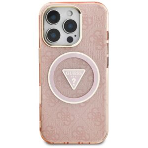 Dėklas Guess IML Metal Glitter 4G Circle Triangle MagSafe Apple iPhone 16 Pro Max rožinės spalvos - Image 3