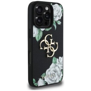 Dėklas Guess Grained Roses Big 4G logo Apple iPhone 16 Pro juodos spalvos - Image 4
