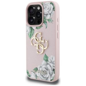 Dėklas Guess Grained Roses Big 4G logo Apple iPhone 16 Pro Max rožinės spalvos - Image 2