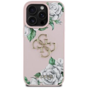 Dėklas Guess Grained Roses Big 4G logo Apple iPhone 16 Pro Max rožinės spalvos - Image 3