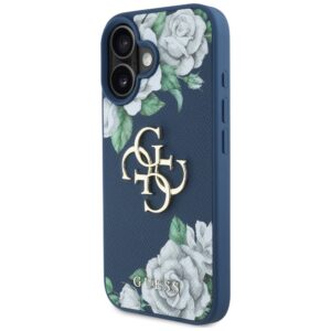Dėklas Guess Grained Roses Big 4G logo Apple iPhone 16 blue - Image 2
