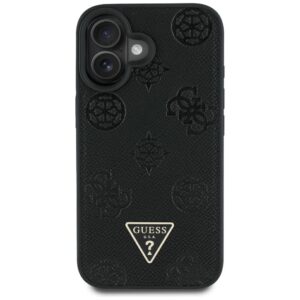 Dėklas Guess Grained Hot Stamp Peony Triangle Logo MagSafe Apple iPhone 16 juodos spalvos - Image 3