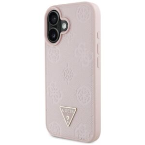 Dėklas Guess Grained Hot Stamp Peony Triangle Logo MagSafe Apple iPhone 16 rožinės spalvos - Image 2