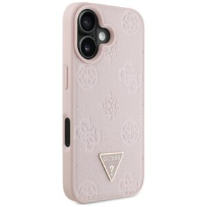 Dėklas Guess Grained Hot Stamp Peony Triangle Logo MagSafe Apple iPhone 16 rožinės spalvos - Image 4