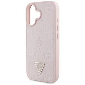 Dėklas Guess Grained Hot Stamp Peony Triangle Logo MagSafe Apple iPhone 16 rožinės spalvos - Image 6