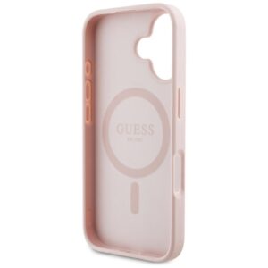 Dėklas Guess Grained Hot Stamp Peony Triangle Logo MagSafe Apple iPhone 16 rožinės spalvos - Image 7