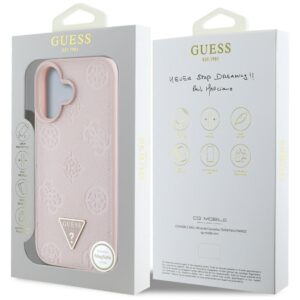Dėklas Guess Grained Hot Stamp Peony Triangle Logo MagSafe Apple iPhone 16 rožinės spalvos - Image 8