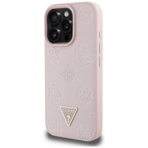 Dėklas Guess Grained Hot Stamp Peony Triangle Logo MagSafe Apple iPhone 16 Pro rožinės spalvos - Image 2