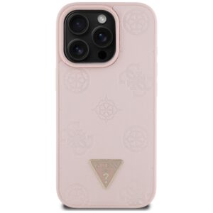 Dėklas Guess Grained Hot Stamp Peony Triangle Logo MagSafe Apple iPhone 16 Pro rožinės spalvos - Image 3