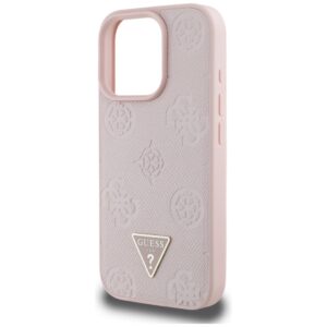 Dėklas Guess Grained Hot Stamp Peony Triangle Logo MagSafe Apple iPhone 16 Pro rožinės spalvos - Image 6