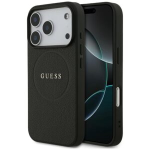 Guess Grained Ring MagSafe dėklas Apple iPhone 17 Pro juodos spalvos - Image 1