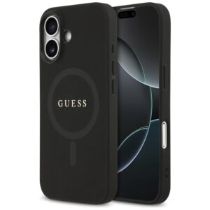 Guess Saffiano Classic Logo MagSafe dėklas Apple iPhone 17 juodos spalvos - Image 1