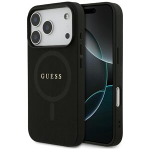 Guess Saffiano Classic Logo MagSafe dėklas Apple iPhone 17 Pro juodos spalvos - Image 1