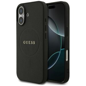 Guess Grained Ring MagSafe dėklas Apple iPhone 17 juodos spalvos - Image 1