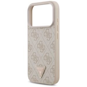 Guess Leather 4G Triangle Strass MagSafe dėklas Apple iPhone 17 Pro rožinės spalvos - Image 6