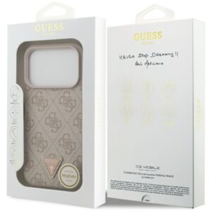 Guess Leather 4G Triangle Strass MagSafe dėklas Apple iPhone 17 Pro rožinės spalvos - Image 8