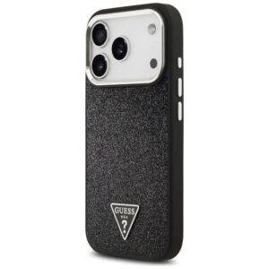Dėklas Guess Glitter Triangle Logo MagSafe iPhone 17 Pro juodos spalvos - Image 2