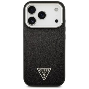 Dėklas Guess Glitter Triangle Logo MagSafe iPhone 17 Pro juodos spalvos - Image 3