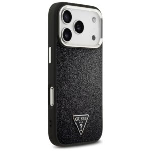 Dėklas Guess Glitter Triangle Logo MagSafe iPhone 17 Pro juodos spalvos - Image 4