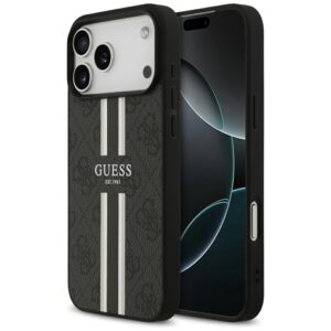 Dėklas Guess 4G Printed Stripes MagSafe Apple iPhone 17 Pro Max juodos spalvos