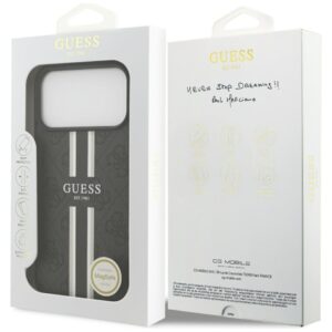 Dėklas Guess 4G Printed Stripes MagSafe Apple iPhone 17 Pro Max juodos spalvos - Image 8