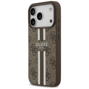 Dėklas Guess 4G Printed Stripes MagSafe Apple iPhone 17 Pro rudos spalvos - Image 2