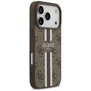 Dėklas Guess 4G Printed Stripes MagSafe Apple iPhone 17 Pro rudos spalvos - Image 4