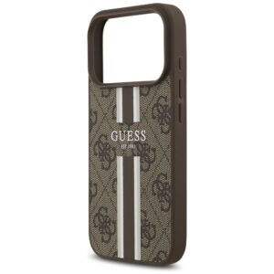 Dėklas Guess 4G Printed Stripes MagSafe Apple iPhone 17 Pro rudos spalvos - Image 6