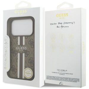 Dėklas Guess 4G Printed Stripes MagSafe Apple iPhone 17 Pro rudos spalvos - Image 8