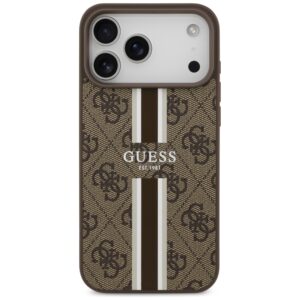 Dėklas Guess 4G Printed Stripes MagSafe Apple iPhone 17 Pro Max rudos spalvos - Image 3