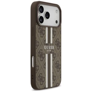 Dėklas Guess 4G Printed Stripes MagSafe Apple iPhone 17 Pro Max rudos spalvos - Image 4