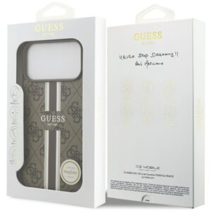 Dėklas Guess 4G Printed Stripes MagSafe Apple iPhone 17 Pro Max rudos spalvos - Image 8
