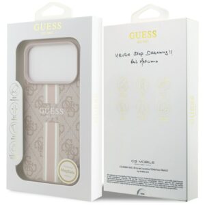 Dėklas Guess 4G Printed Stripes MagSafe Apple iPhone 17 Pro rožinės spalvos - Image 8