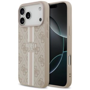 Dėklas Guess 4G Printed Stripes MagSafe Apple iPhone 17 Pro Max rožinės spalvos