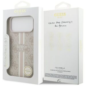 Dėklas Guess 4G Printed Stripes MagSafe Apple iPhone 17 Pro Max rožinės spalvos - Image 8
