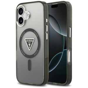 Dėklas Guess IML Gradient Triangle Logo MagSafe Apple iPhone 17 juodos spalvos