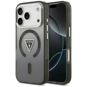 Dėklas Guess IML Gradient Triangle Logo MagSafe Apple iPhone 17 Pro juodos spalvos
