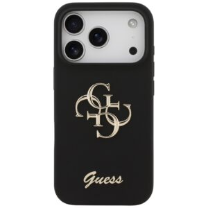 Guess Silicone Big 4G Script dėklas skirtas Apple iPhone 17 Pro juodos spalvos - Image 3