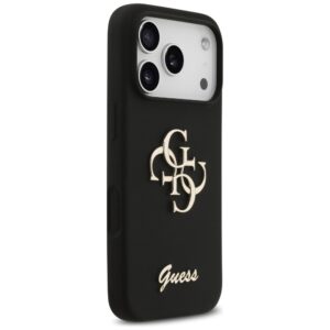 Guess Silicone Big 4G Script dėklas skirtas Apple iPhone 17 Pro juodos spalvos - Image 4