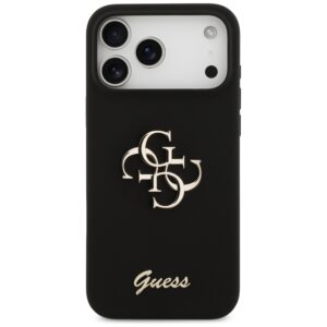 Guess Silicone Big 4G Script dėklas skirtas Apple iPhone 17 Pro Max juodos spalvos - Image 3
