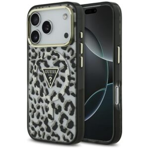 Guess Leopard Glitter MagSafe dėklas Apple iPhone 17 Pro Max juodos spalvos - Image 1