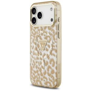 Guess Leopard Glitter MagSafe dėklas Apple iPhone 17 Pro Max rudos spalvos - Image 2