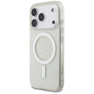 Guess IML Glitter Pearl Strap MagSafe dėklas Apple iPhone 17 Pro skaidrus - Image 3