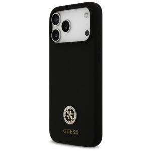 Guess Silicone Logo Strass 4G MagSafe dėklas Apple iPhone 17 Pro Max juodos spalvos - Image 2