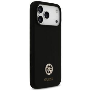 Guess Silicone Logo Strass 4G MagSafe dėklas Apple iPhone 17 Pro Max juodos spalvos - Image 4