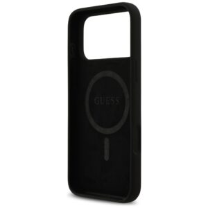 Guess Silicone Logo Strass 4G MagSafe dėklas Apple iPhone 17 Pro Max juodos spalvos - Image 7
