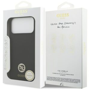 Guess Silicone Logo Strass 4G MagSafe dėklas Apple iPhone 17 Pro Max juodos spalvos - Image 8